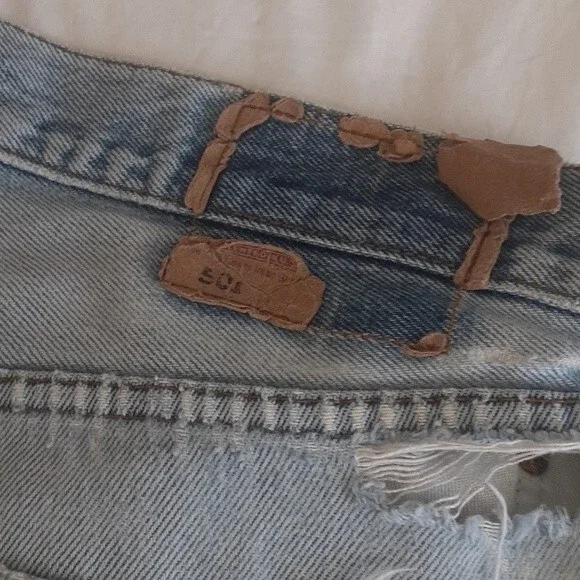 Levi's 501 Jeans Super Distressed Blue Denim Pants 34X32